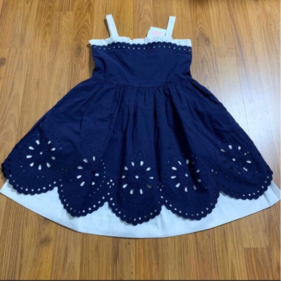 Janie and Jack Navy Blue Eyelet Dress - Picture 7 of 7